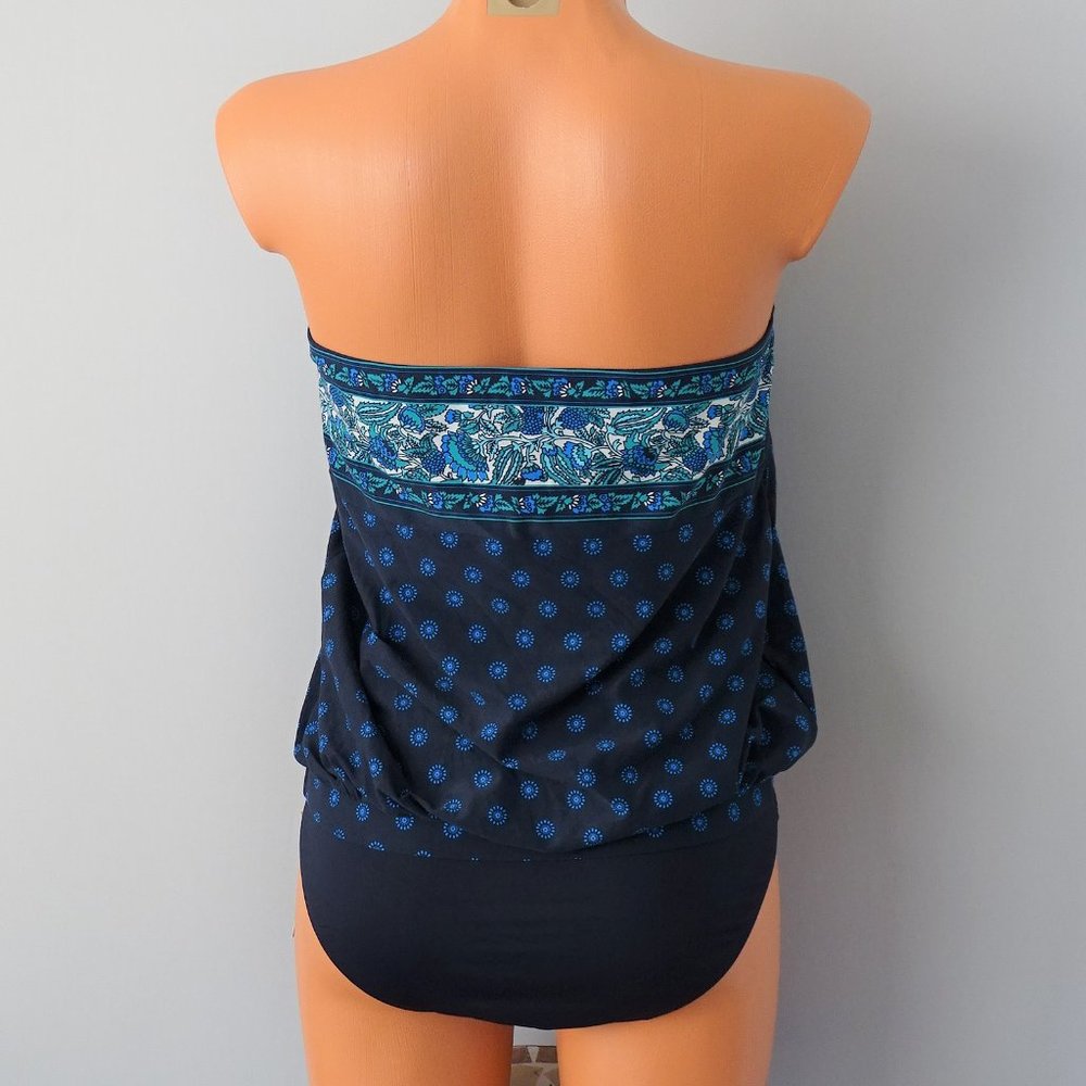 Michael Kors 2 Pc Blouson New Navy Tankini Set New - Picture 4 of 4